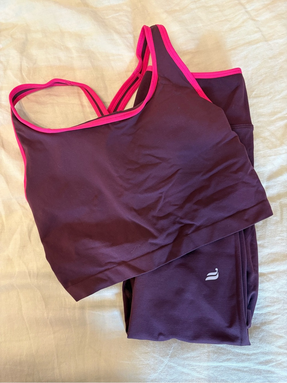 Fabletics Women’s Plum & Hot Pink Seamless Sports Bra - S top, M bottom